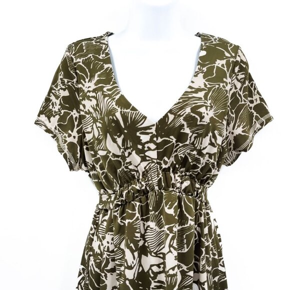 Y2K 2000s BCBG Bcbgmaxazria Floral Print V Neck Wrap Around Tie Back Tunic Top - Picture 3 of 7